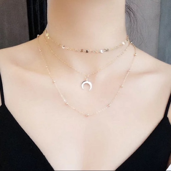 3 in 1 Gold-Tone 3-pcs set 2 Chokers & 1 Necklaces - Picture 1 of 8